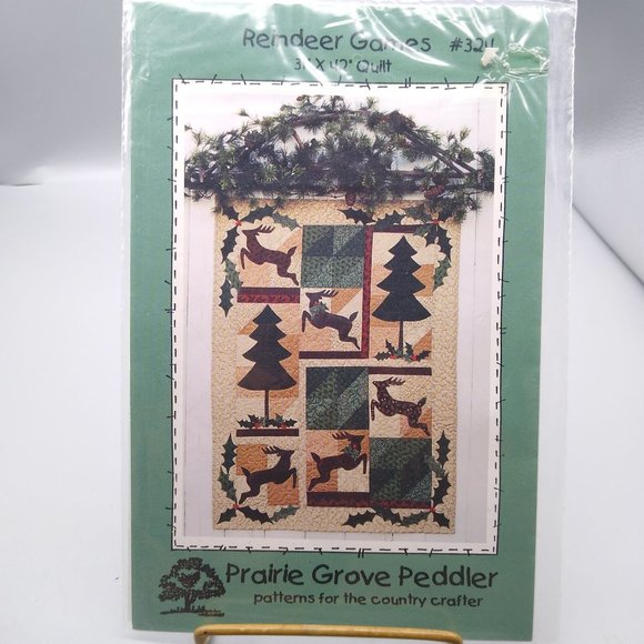 UNUSED Reindeer Games Sewing Patterns Kit, 2001 Prairie Grove Peddler, Vintage - Picture 2 of 3